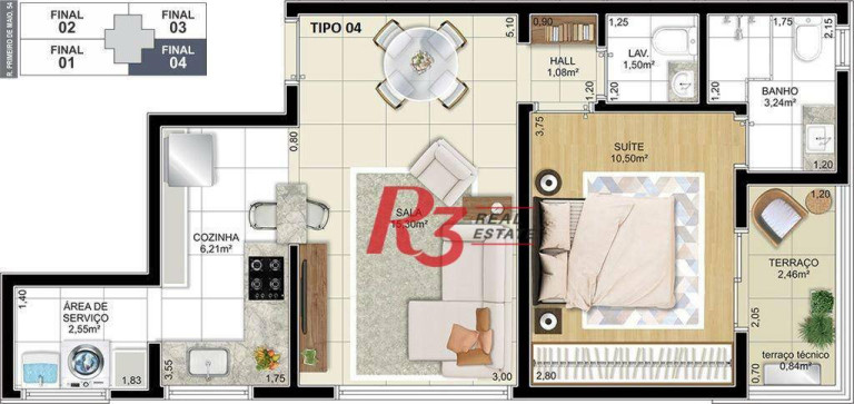 Imagem Apartamento com 1 Quarto à Venda, 52 m² em Aparecida - Santos Imagem Apartamento com 1 Quarto à Venda, 52 m² em Aparecida - Santos