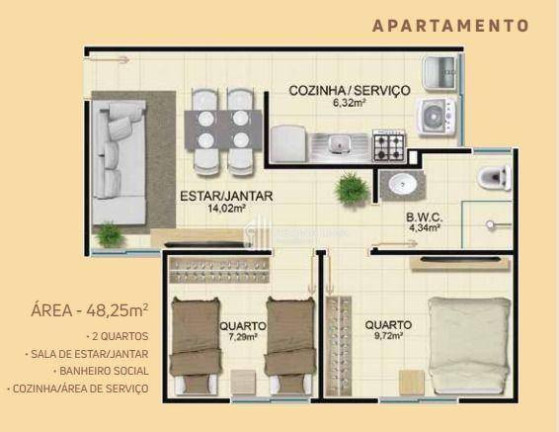 Imagem Apartamento com 2 Quartos à Venda, 48 m² em Renascença - Teresina Imagem Apartamento com 2 Quartos à Venda, 48 m² em Renascença - Teresina