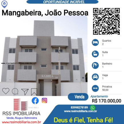 Apartamento com 2 Quartos à Venda, 50 m² em Mangabeira - João Pessoa
