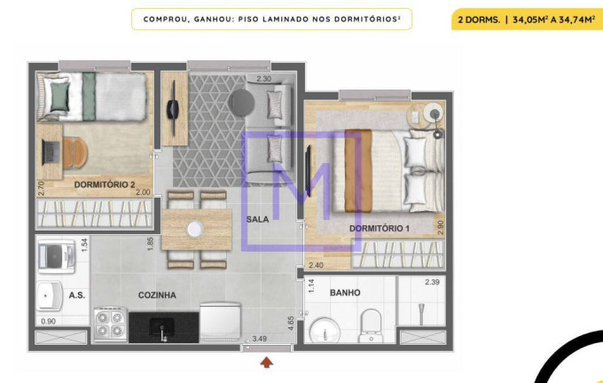 Imagem Apartamento com 2 Quartos à Venda, 40 m² em Mooca - São Paulo