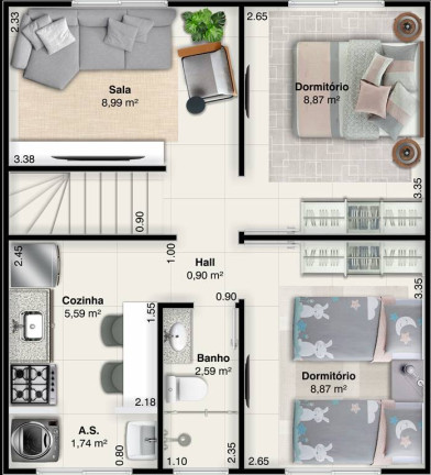 Imagem Casa com 2 Quartos à Venda, 44 m² em Antartica - Praia Grande Imagem Casa com 2 Quartos à Venda, 44 m² em Antartica - Praia Grande