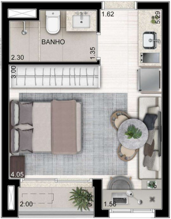 Imagem Studio com 1 Quarto à Venda, 25 m² em Campo Belo - São Paulo