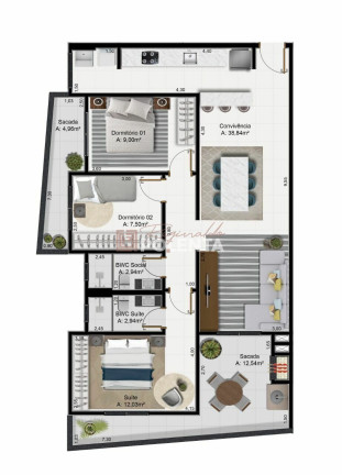 Imagem Apartamento com 3 Quartos à Venda, 95 m² em Esplanada - Jaguaruna