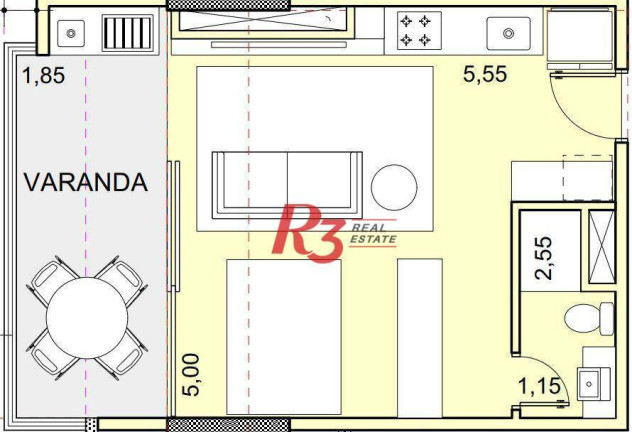 Apartamento com 1 Quarto à Venda, 39 m² em José Menino - Santos