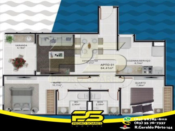 Imagem Apartamento com 2 Quartos à Venda, 64 m² em Camboinha - Cabedelo Imagem Apartamento com 2 Quartos à Venda, 64 m² em Camboinha - Cabedelo