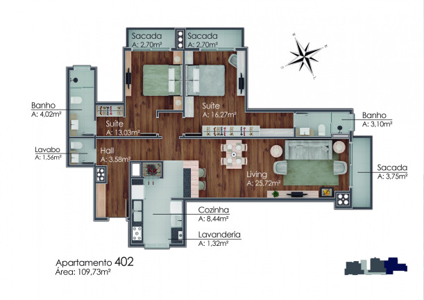 Imagem Apartamento com 1 Quarto à Venda, 54 m² em Av. Central - Gramado Imagem Apartamento com 1 Quarto à Venda, 54 m² em Av. Central - Gramado