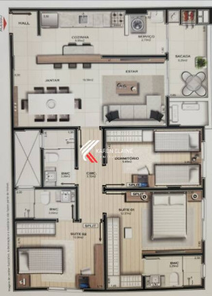 Imagem Apartamento com 3 Quartos à Venda, 90 m² em Areias - São José Imagem Apartamento com 3 Quartos à Venda, 90 m² em Areias - São José