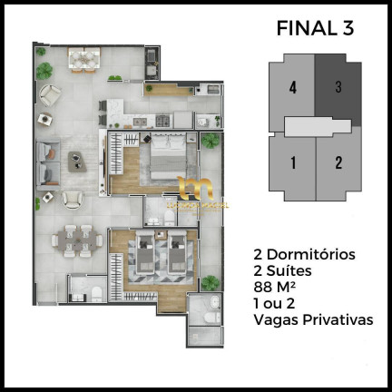 Imagem Apartamento com 2 Quartos à Venda, 87 m² em Canto Do Forte - Praia Grande