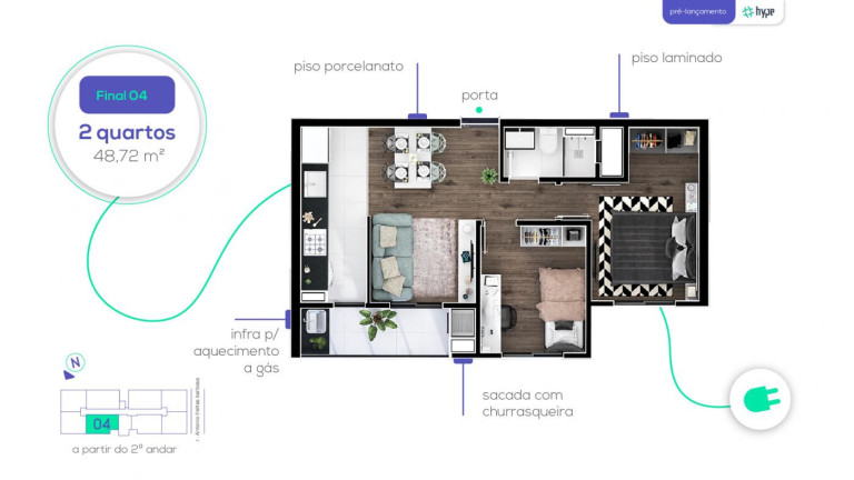 Imagem Apartamento com 2 Quartos à Venda, 49 m² em Capão Raso - Curitiba