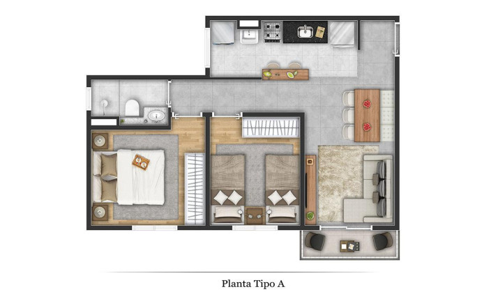 Imagem Apartamento com 2 Quartos à Venda, 45 m² em Gran Club Itu - Itu