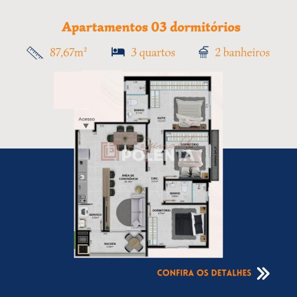 Imagem Apartamento com 3 Quartos à Venda, 87 m² em Brasília - Criciúma