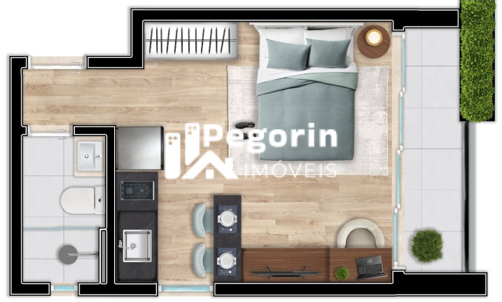 Imagem Imóvel com 1 Quarto à Venda, 26 m² em Centro - Curitiba