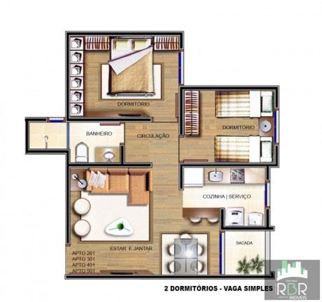 Imagem Apartamento com 2 Quartos à Venda, 55 m² em Caxias Do Sul Imagem Apartamento com 2 Quartos à Venda, 55 m² em Caxias Do Sul