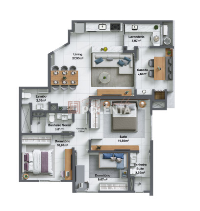 Imagem Apartamento com 2 Quartos à Venda, 102 m² em Centro - Criciúma Imagem Apartamento com 2 Quartos à Venda, 102 m² em Centro - Criciúma