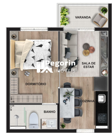 Imagem Apartamento com 2 Quartos à Venda, 48 m² em Centro - Pinhais