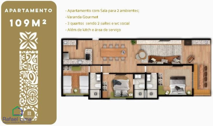 Apartamento com 3 Quartos à Venda,  em Muro Alto - Ipojuca