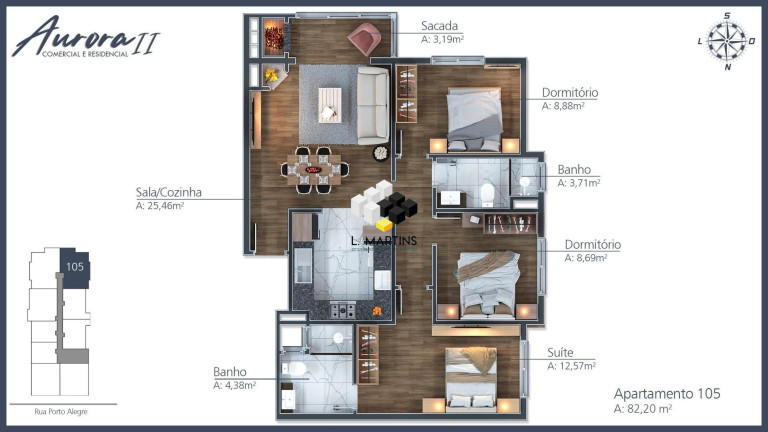Imagem Apartamento com 1 Quarto à Venda, 56 m² em Moura - Gramado
