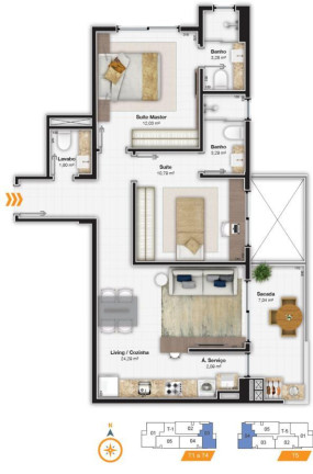 Imagem Apartamento com 2 Quartos à Venda, 76 m² em Itacorubi - Florianópolis