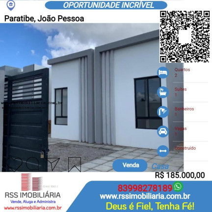 Casa com 2 Quartos à Venda, 56 m² em Paratibe - João Pessoa