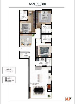 Imagem Apartamento com 3 Quartos à Venda, 116 m² em Perequê - Porto Belo Imagem Apartamento com 3 Quartos à Venda, 116 m² em Perequê - Porto Belo