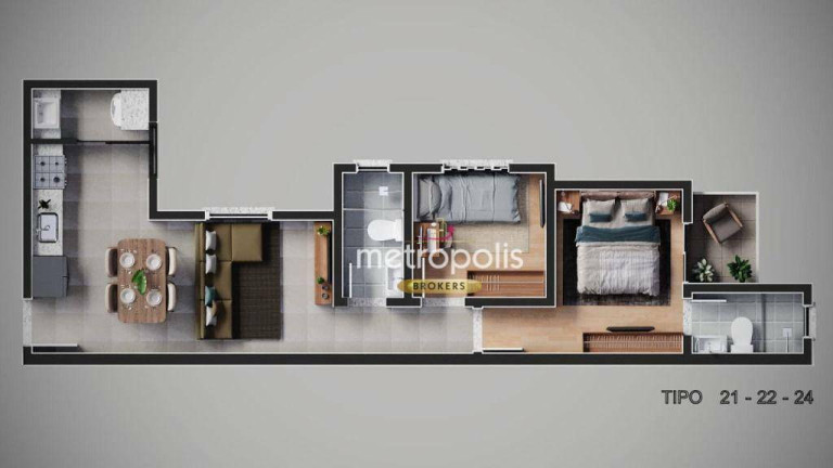 Imagem Apartamento com 2 Quartos à Venda, 46 m² em Campestre - Santo André