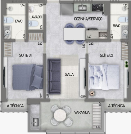Imagem Apartamento com 3 Quartos à Venda, 66 m² em Praia Formosa - Cabedelo Imagem Apartamento com 3 Quartos à Venda, 66 m² em Praia Formosa - Cabedelo