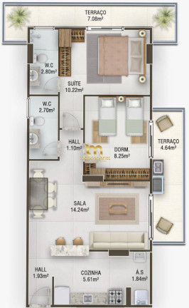Imagem Apartamento com 3 Quartos à Venda, 114 m² em Canto Do Forte - Praia Grande