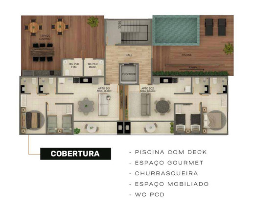 Imagem Apartamento com 2 Quartos à Venda, 64 m² em Brisamar - João Pessoa