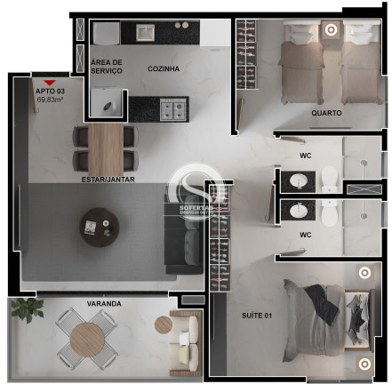 Imagem Apartamento com 2 Quartos à Venda, 69 m² Imagem Apartamento com 2 Quartos à Venda, 69 m²