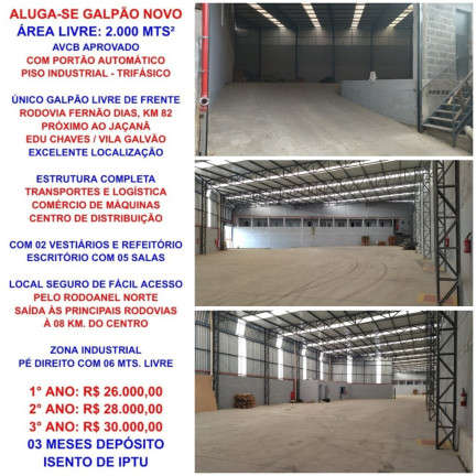 Imagem Imóvel para Alugar, 2.000 m² em Parque Edu Chaves - São Paulo Imagem Imóvel para Alugar, 2.000 m² em Parque Edu Chaves - São Paulo