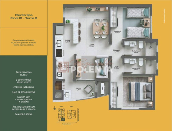Imagem Apartamento com 2 Quartos à Venda, 66 m² em Centro - Içara