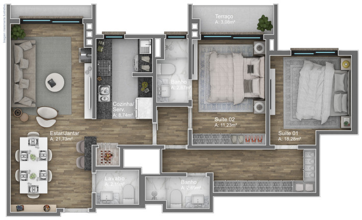 Imagem Apartamento com 2 Quartos à Venda, 78 m² em Av. Central - Gramado