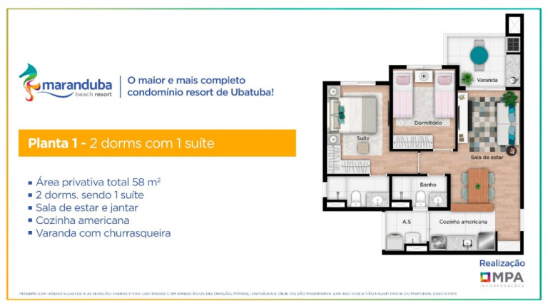 Imagem Apartamento com 2 Quartos à Venda, 58 m² em Praia Do Sapê - Ubatuba