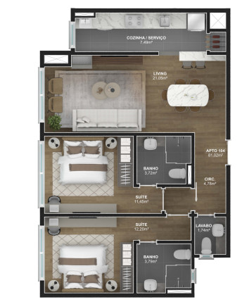 Imagem Apartamento com 2 Quartos à Venda, 80 m² em Floresta - Gramado