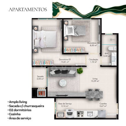 Imagem Apartamento com 1 Quarto à Venda, 52 m² em São Vicente - Itajaí Imagem Apartamento com 1 Quarto à Venda, 52 m² em São Vicente - Itajaí
