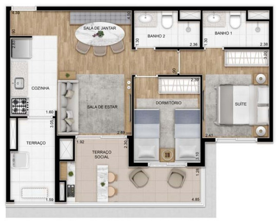 Imagem Apartamento com 2 Quartos à Venda, 63 m² em Vila Cruzeiro - São Paulo
