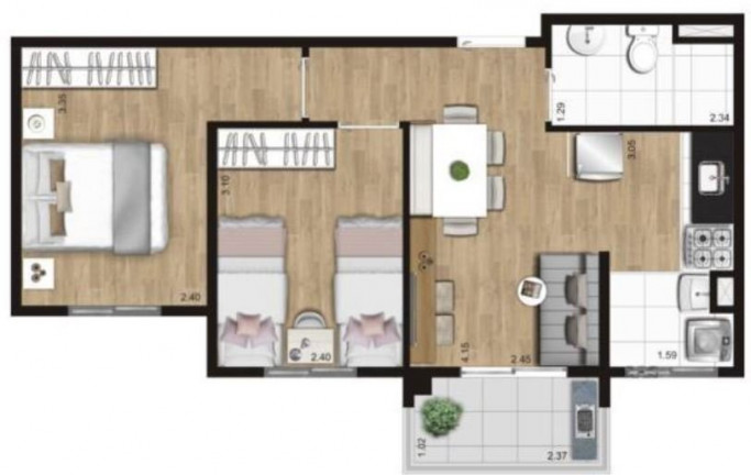 Imagem Imóvel com 2 Quartos à Venda, 43 m² em Taboão - São Bernardo Do Campo