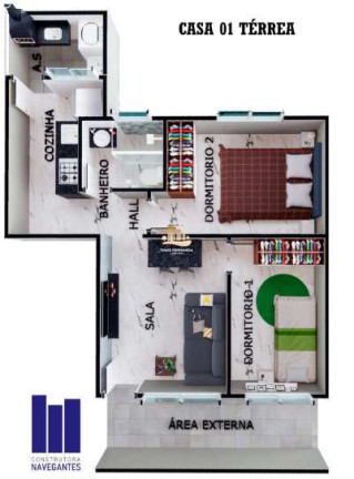 Imagem Casa com 2 Quartos à Venda, 44 m² em Caiçara - Praia Grande Imagem Casa com 2 Quartos à Venda, 44 m² em Caiçara - Praia Grande