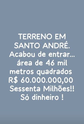 Terreno à Venda, 46.000 m² em Vila Metalúrgica - Santo André