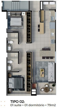Imagem Apartamento com 2 Quartos à Venda, 79 m² em São Francisco De Assis - Camboriú