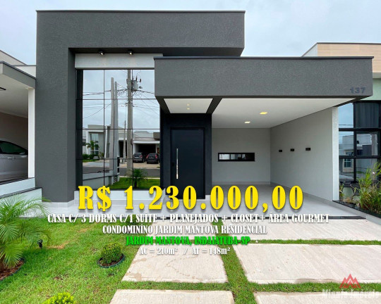 Casa de Condomínio com 3 Quartos à Venda, 148 m² em Jardim Mantova - Indaiatuba