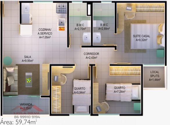 Imagem Apartamento com 2 Quartos à Venda, 59 m² em São Cristovão - Teresina Imagem Apartamento com 2 Quartos à Venda, 59 m² em São Cristovão - Teresina