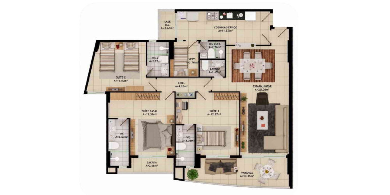 Imagem Apartamento com 3 Quartos à Venda, 119 m² em Engenheiro Luciano Cavalcante - Fortaleza