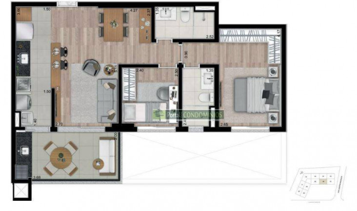 Imagem Apartamento com 2 Quartos à Venda, 72 m² em Cabral - Curitiba