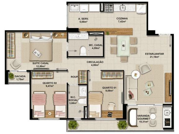 Imagem Apartamento com 3 Quartos à Venda, 89 m² em Cambeba - Fortaleza Imagem Apartamento com 3 Quartos à Venda, 89 m² em Cambeba - Fortaleza