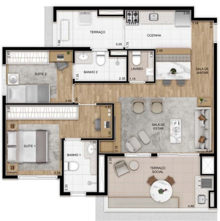 Imagem Apartamento com 2 Quartos à Venda, 63 m² em Vila Cruzeiro - São Paulo