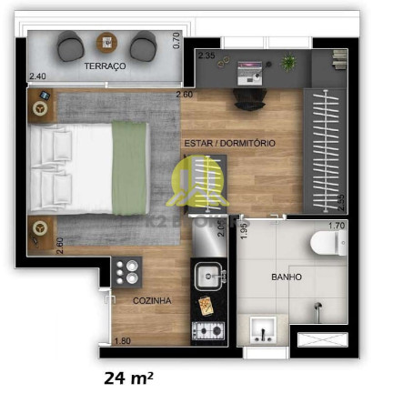 Imagem Studio com 1 Quarto à Venda, 24 m² em Vila Madalena - São Paulo Imagem Studio com 1 Quarto à Venda, 24 m² em Vila Madalena - São Paulo