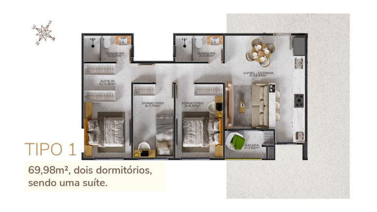 Imagem Apartamento com 3 Quartos à Venda, 69 m² em Morretes - Itapema