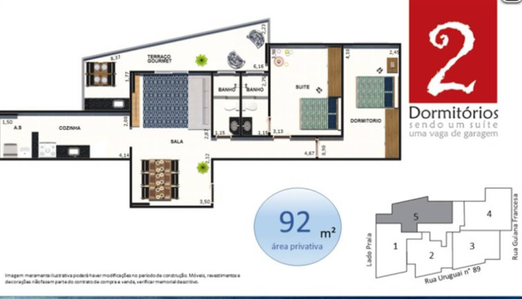 Imagem Apartamento com 2 Quartos à Venda, 92 m² em Guilhermina - Praia Grande