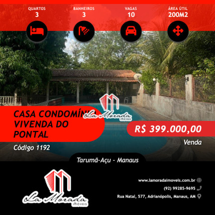 Casa de Condomínio com 3 Quartos à Venda, 200 m² em Tarumã-açu - Manaus